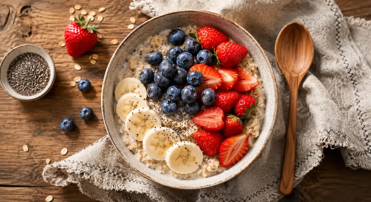 Desayuno energético con avena y frutas